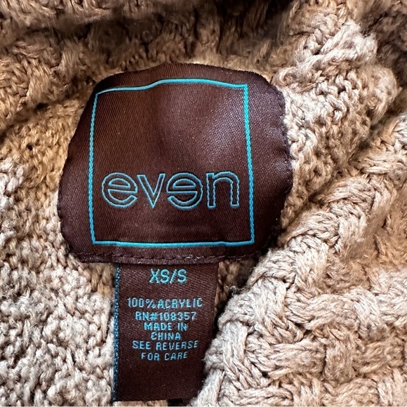 Even Women’s Cowl Neck Knit Brown Poncho Camel XS/S - Picture 8 of 8